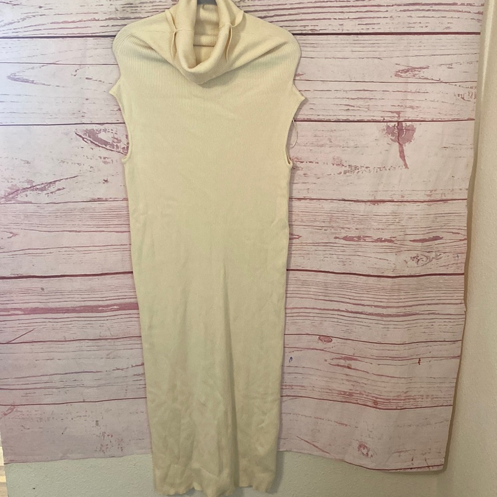 Zara ribbed sleeveless cowl neck sweater dress
